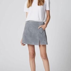 BLANK NYC Stargazer Sueded Leather Mini Skirt London Fog Gray